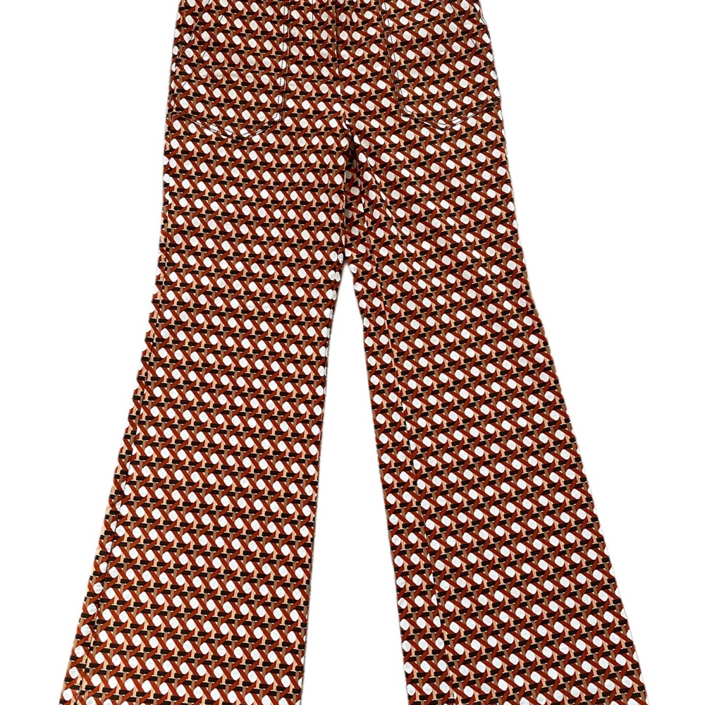 Maeve Rust and Cream Retro Geometric Boot-Cut Pants - Picture 2 of 3